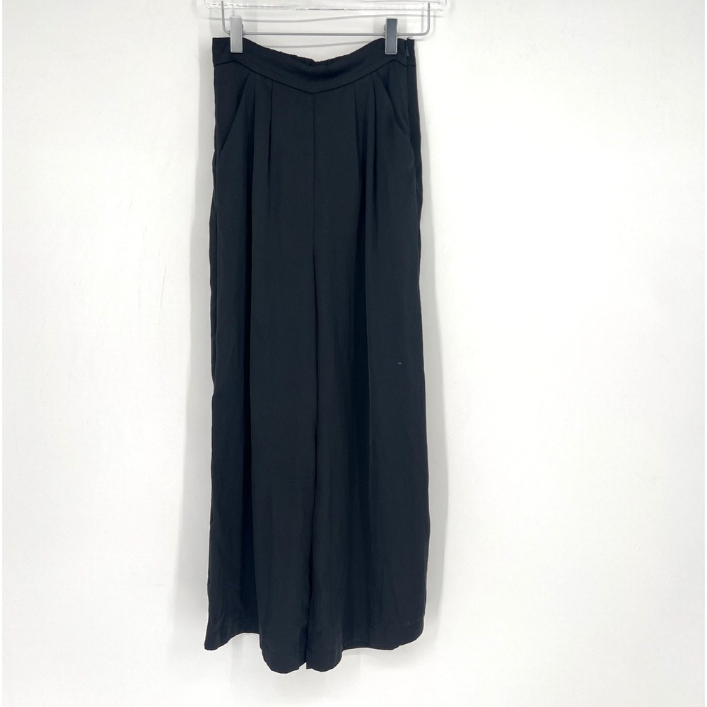 Anthropologie Satin Pants‎ Womens 0 Wide Leg Black Career Office Formal  Slacks